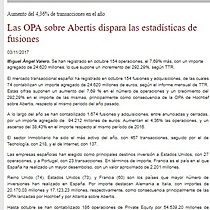 Las OPA sobre Abertis dispara las estadsticas de fusiones